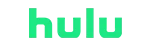 The image shows the Hulu logo with the word "hulu" written in lowercase letters in a bright green color on a black background.